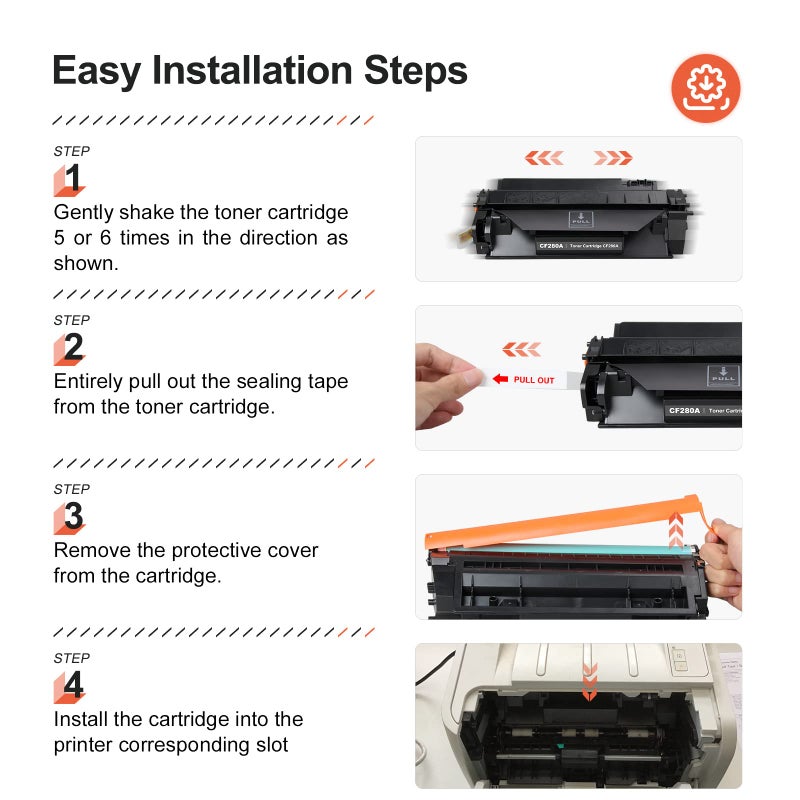 v4ink 2PK Compatible CF280A Toner Cartridge Replacement for HP 80A Toner Cartridge Black Ink for HP Pro 400 M401N M401DN M401DNE M401DW, HP MFP M425DN M425DW Printer - Image 5